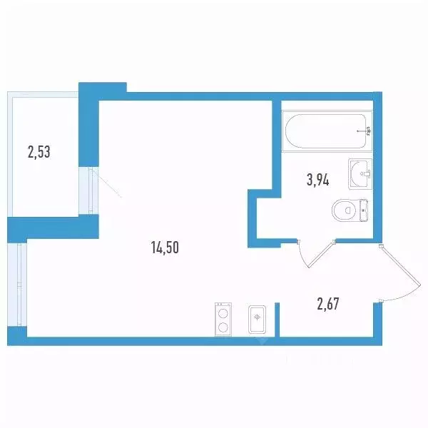 Студия Санкт-Петербург Аэросити Лайф жилой комплекс (22.38 м) - Фото 1