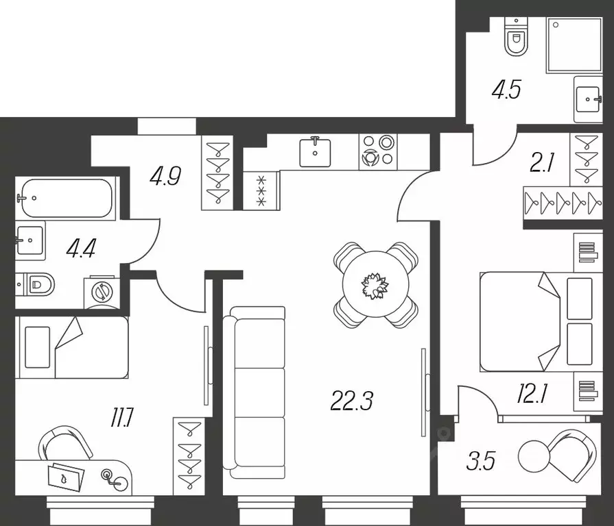 2-к кв. Тульская область, Тула ул. Михеева, 9А (65.5 м) - Фото 1
