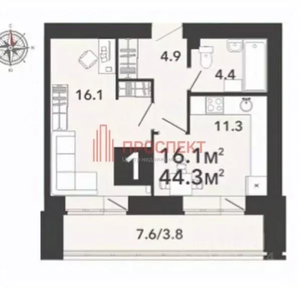 2-к кв. Пензенская область, Пенза ул. Шмидта, 7к1 (44.0 м) - Фото 1