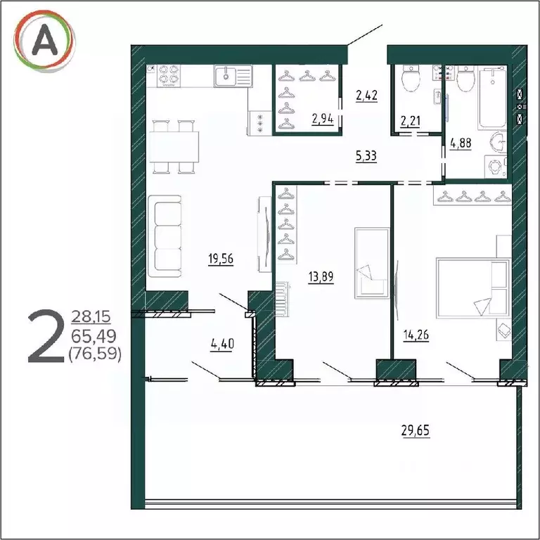 2-к кв. Брянская область, Брянск ул. Ульянова, 24 (76.59 м) - Фото 0