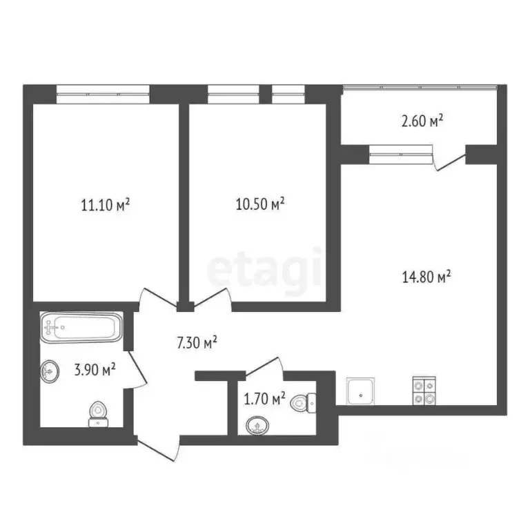 2-к кв. Тюменская область, Тюмень Полевая ул., 117к3 (49.5 м) - Фото 1