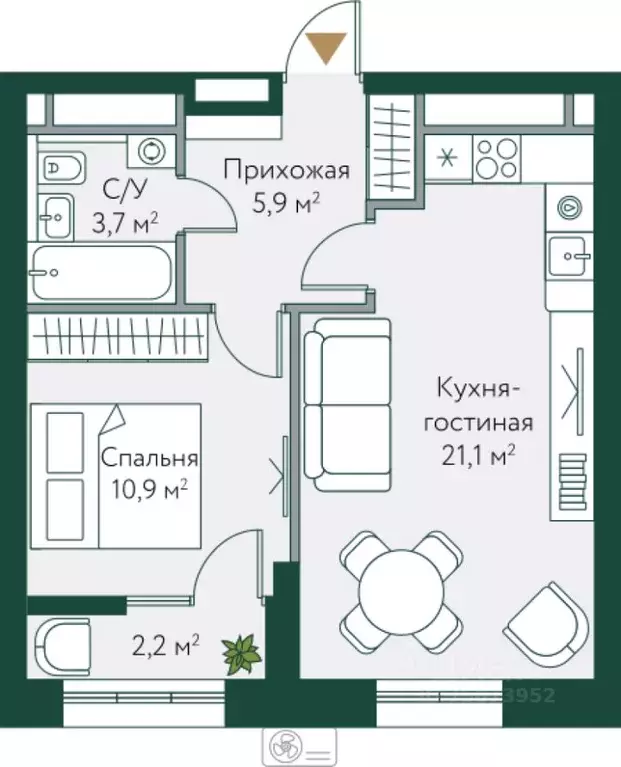 1-к кв. Волгоградская область, Волгоград Новосибирская ул., 74 (43.8 ... - Фото 1