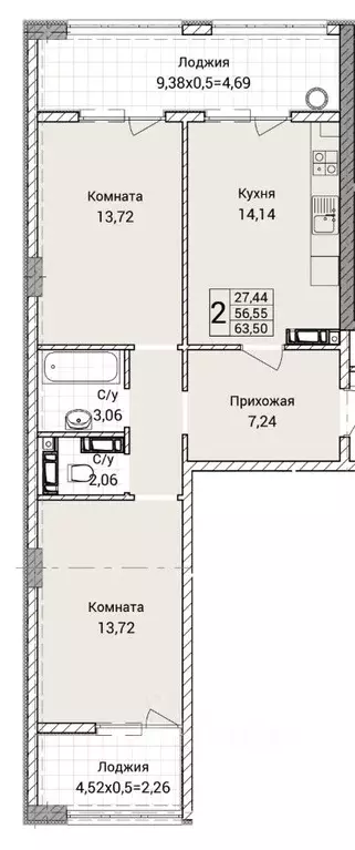 2-к кв. Севастополь ул. Братьев Манганари, 30к2 (63.5 м) - Фото 0