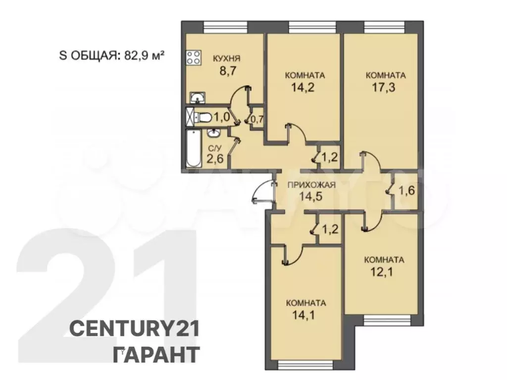 4-к. квартира, 89,2 м, 1/10 эт. - Фото 0