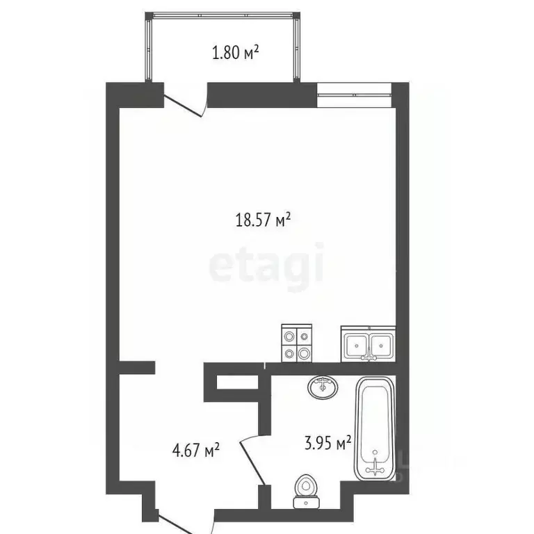 1-к кв. Ростовская область, Ростов-на-Дону ул. Нансена, 109/5 (34.1 м) - Фото 1