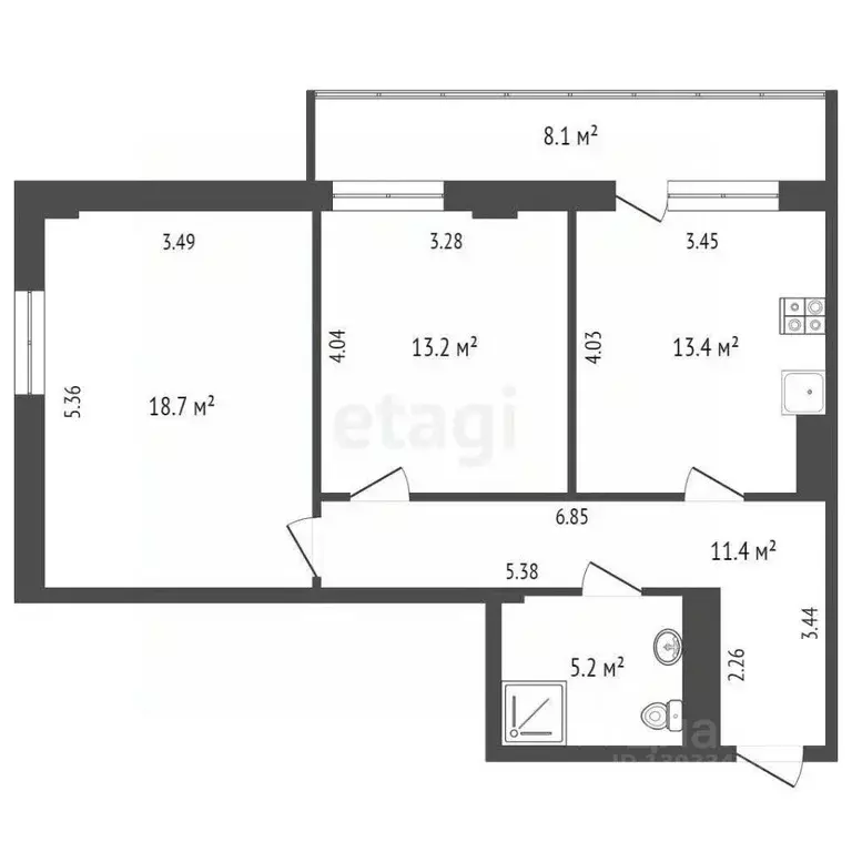 2-к кв. Тюменская область, Тюмень Широтная ул., 191 (61.9 м) - Фото 2