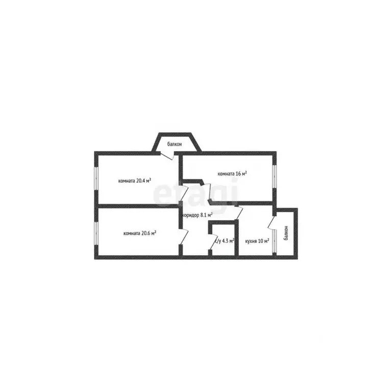 3-к кв. Краснодарский край, Горячий Ключ ул. Ленина, 212 (80.1 м) - Фото 2