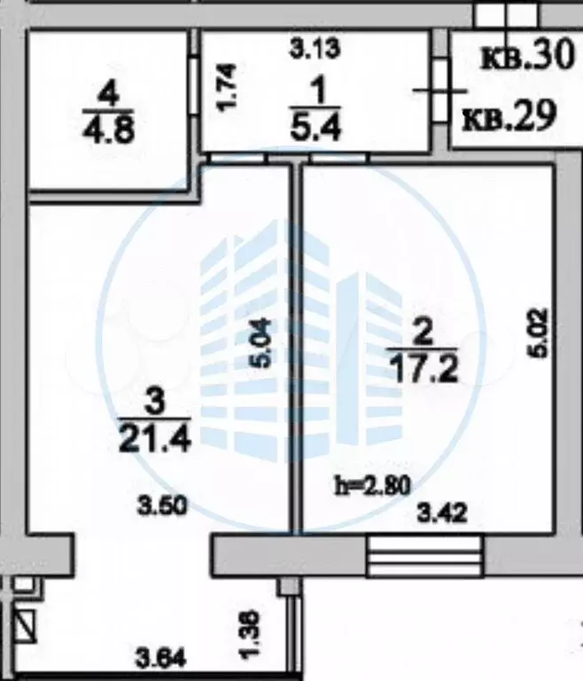 1-к. квартира, 48,8 м, 3/5 эт. - Фото 0