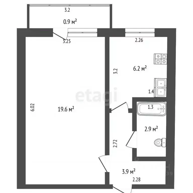 1-к кв. Башкортостан, Стерлитамак Коммунистическая ул., 51 (32.6 м) - Фото 0