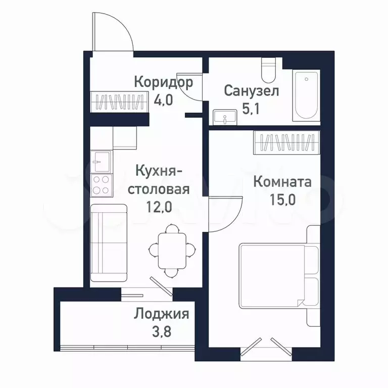 1-к. квартира, 36,2 м, 5/10 эт. - Фото 0