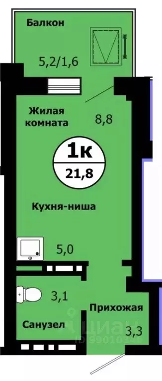 Студия Красноярский край, Красноярск ул. Лесников, 51 (21.2 м) - Фото 0