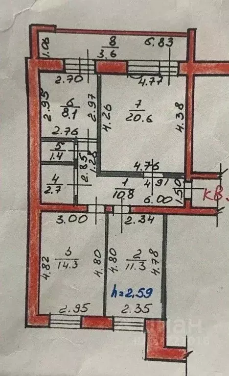 3-к кв. Башкортостан, Стерлитамак ул. Николаева, 14 (74.0 м) - Фото 2