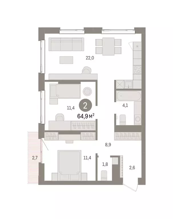 2-комнатная квартира: Екатеринбург, жилой район Сортировочный, ... - Фото 2