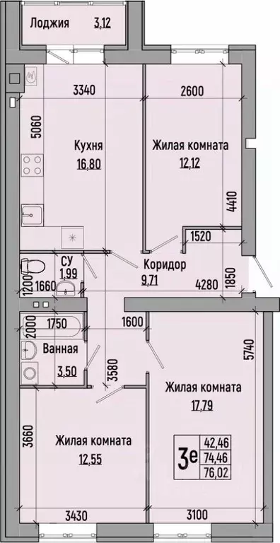 3-к кв. Волгоградская область, Волгоград Долина-2 жилрайон,  (76.02 м) - Фото 0