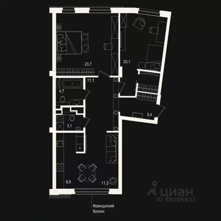 3-к кв. Тюменская область, Тюмень ул. Щербакова, 2к4 (89.34 м) - Фото 0