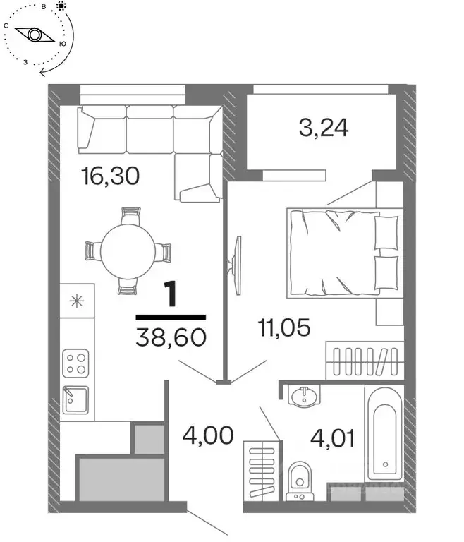 1-к кв. Рязанская область, Рязань Бирюзова Парк жилой комплекс (38.6 ... - Фото 1
