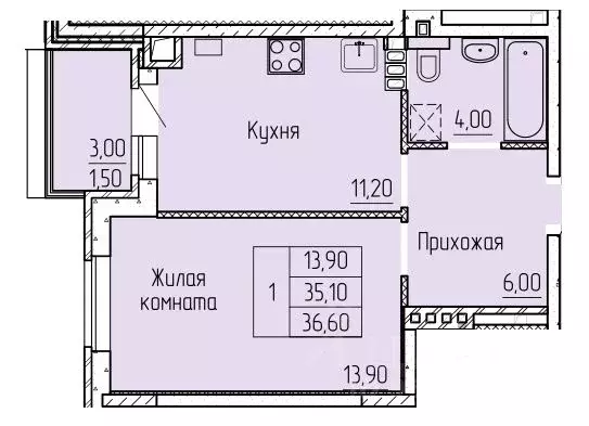 1-к кв. Ростовская область, Батайск ул. Макаровского, 4к2 (36.8 м) - Фото 0