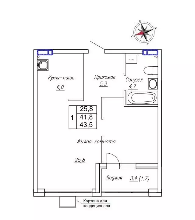 Квартира-студия: Новый, улица Ленина, 6с2 (43.5 м) - Фото 0
