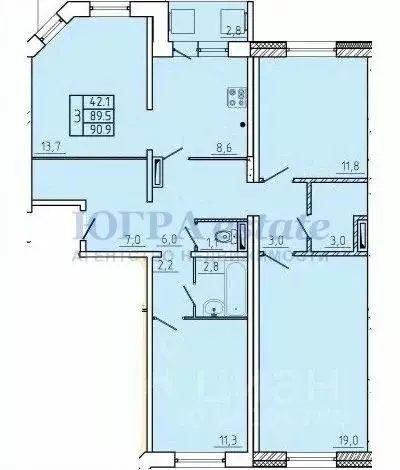 3-к кв. Ханты-Мансийский АО, Нижневартовск ул. Мира, 104 (89.5 м) - Фото 1