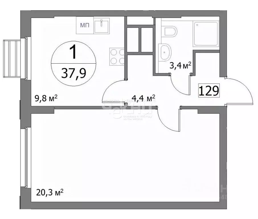 1-к кв. Нижегородская область, Нижний Новгород ул. Сергея Акимова, 50 ... - Фото 2