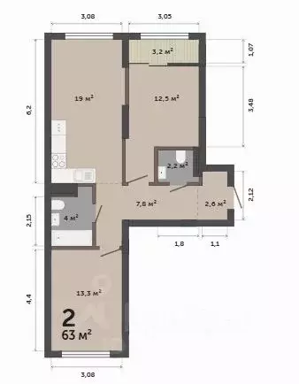 2-к кв. Свердловская область, Екатеринбург ул. Краснолесья, 10/6 (63.0 ... - Фото 0