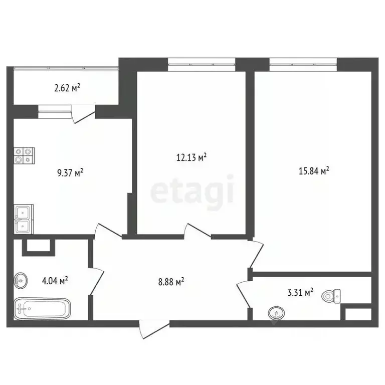 2-к кв. Архангельская область, Новодвинск Южная ул., 7 (54.88 м) - Фото 1