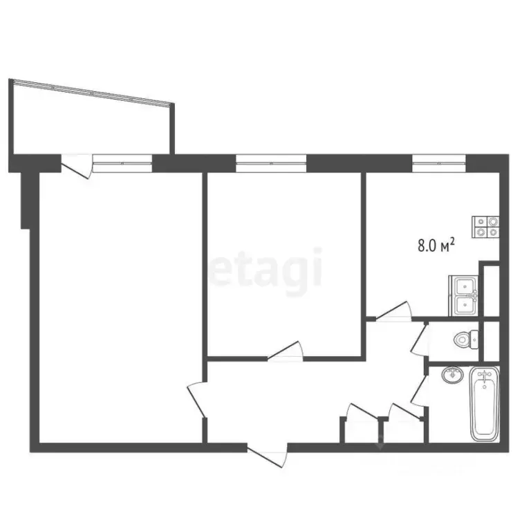 2-к кв. Крым, Симферополь ул. Лермонтова (49.5 м) - Фото 2