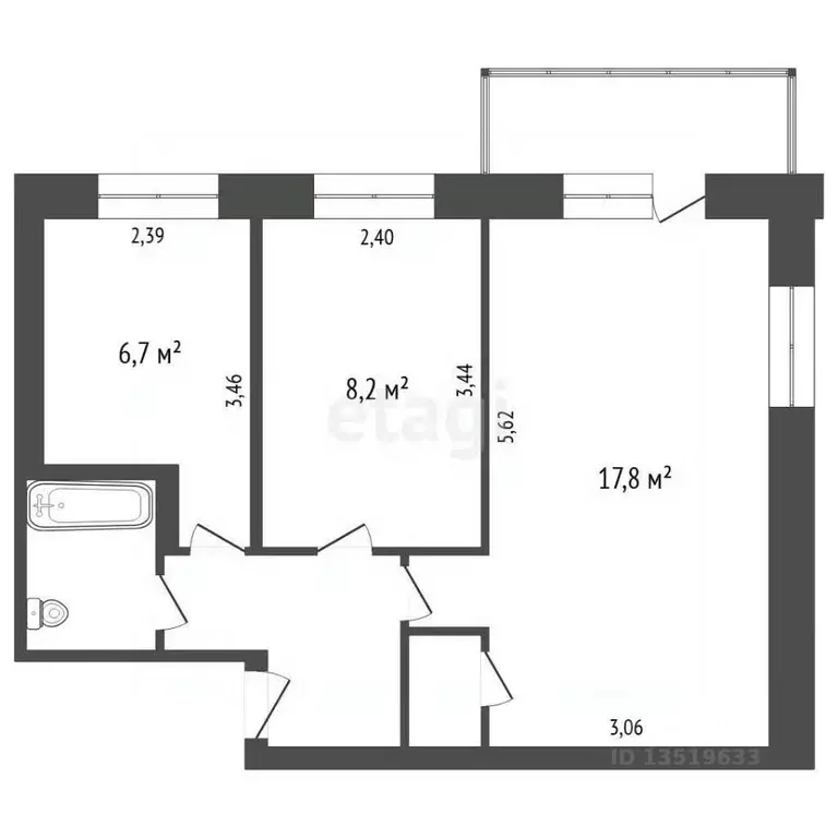 2-к кв. Челябинская область, Озерск ул. Космонавтов, 9 (40.8 м) - Фото 2