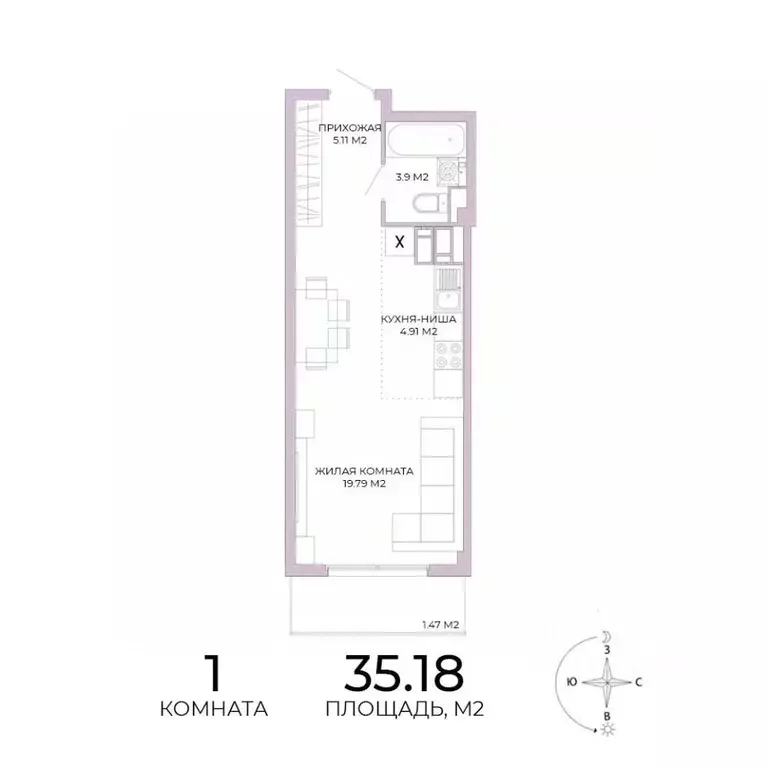 1-к кв. Пензенская область, Пенза Побочинская ул., с18 (35.18 м) - Фото 1