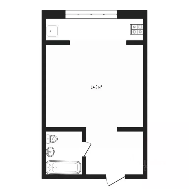 Студия Тюменская область, Тюмень ул. Бабарынка, 16б (14.2 м) - Фото 2