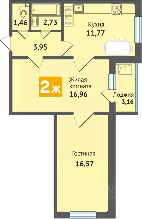 2-к кв. Марий Эл, Медведево городское поселение, Медведево пгт ул. ... - Фото 0