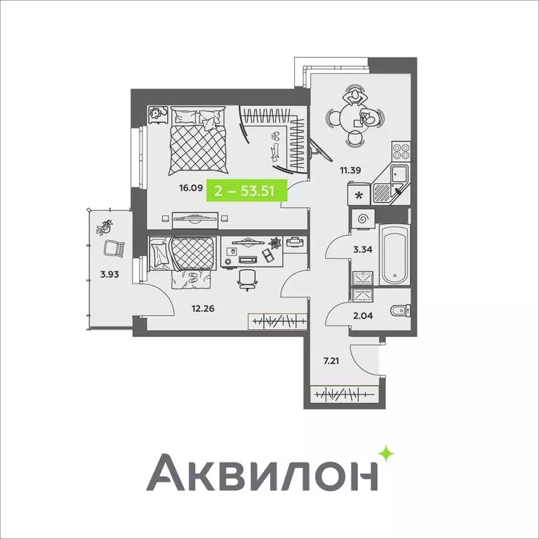 2-комнатная квартира: Архангельск, улица Валявкина (53.51 м) - Фото 0