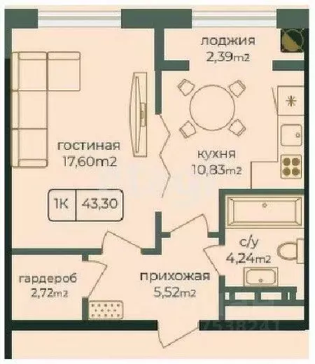 1-к кв. Дагестан, Каспийск просп. Акулиничева (43.3 м) - Фото 1