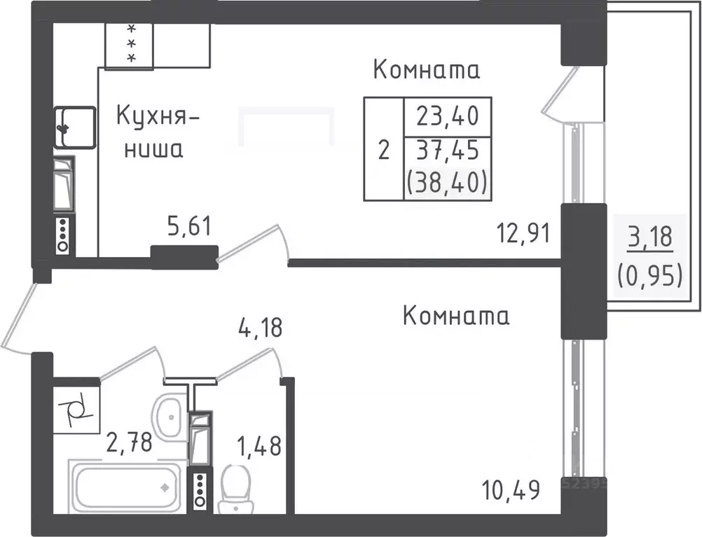 1-к кв. Московская область, Дмитровский муниципальный округ, д. Рыбаки ... - Фото 1