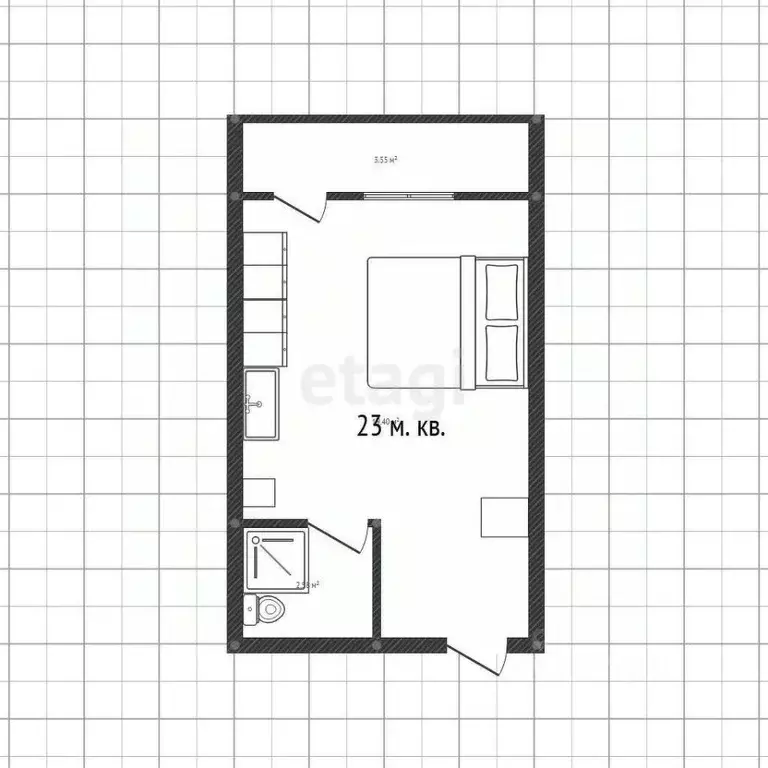 Студия Краснодарский край, Горячий Ключ Рябиновая ул., 2Бк1 (23.0 м) - Фото 1