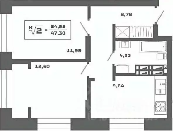 2-к кв. Новосибирская область, Новосибирск Аэропорт мкр,  (47.3 м) - Фото 0