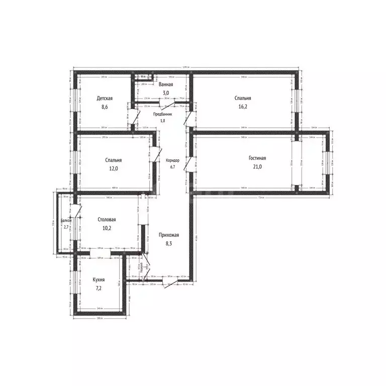 4-комнатная квартира: Махачкала, проспект Насрутдинова, 22А (110 м) - Фото 1