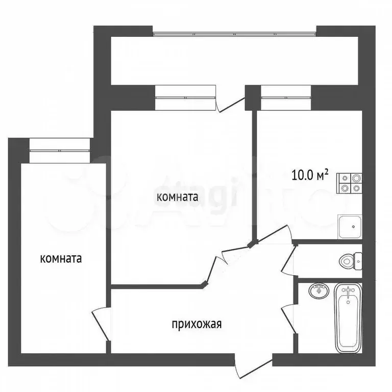 2-к. квартира, 46,5 м, 9/10 эт. - Фото 0