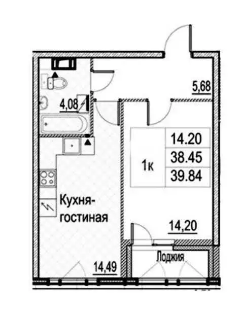 1-комнатная квартира: Санкт-Петербург, Октябрьская набережная, 120 ... - Фото 1
