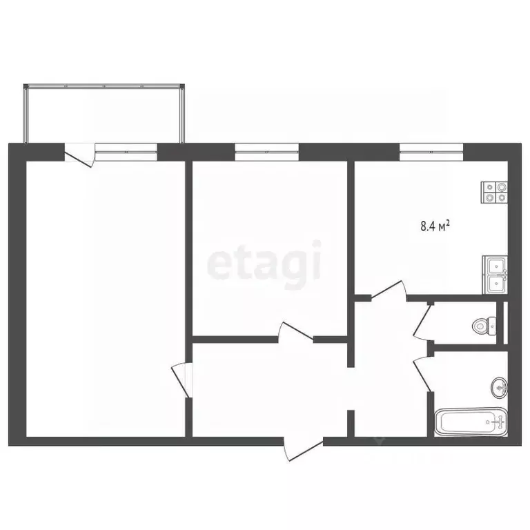 2-к кв. Орловская область, Орел ул. Бурова, 44 (51.1 м) - Фото 1