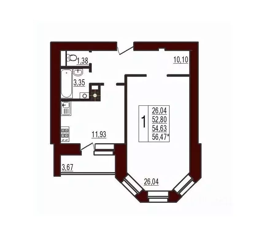 1-к кв. Смоленская область, Вязьма ул. Ленина, 71 (54.63 м) - Фото 1