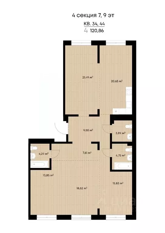 4-к кв. Иркутская область, Иркутск ул. Лебедева-Кумача (120.86 м) - Фото 0