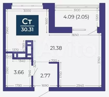 Квартира-студия, 30,3 м, 6/18 эт. - Фото 1