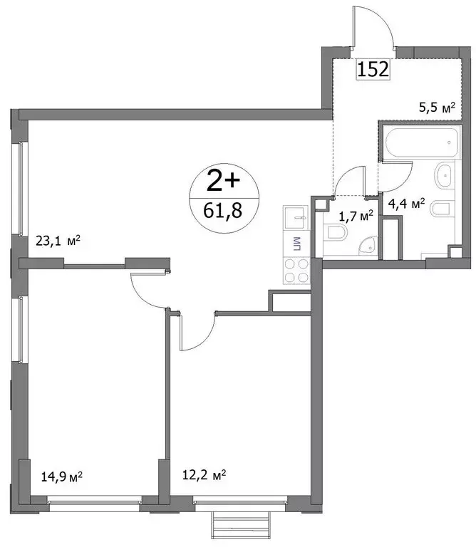 2-комнатная квартира: Нижний Новгород, улица Сергея Акимова, 50 (61.8 ... - Фото 1