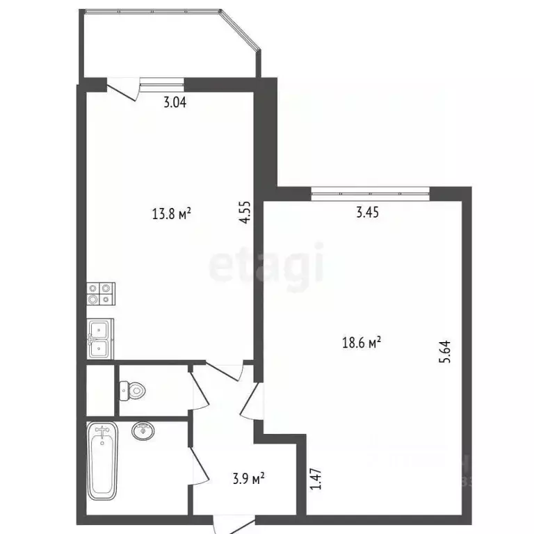 1-к кв. Ленинградская область, Гатчина ул. Рощинская, 17Бк1 (40.6 м) - Фото 2