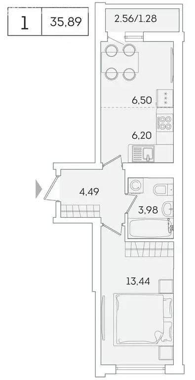 1-комнатная квартира: Мурино, Графская улица, 6к4 (34.7 м) - Фото 0