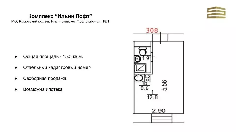 Квартира-студия: Раменский городской округ, рабочий посёлок Ильинский, ... - Фото 1