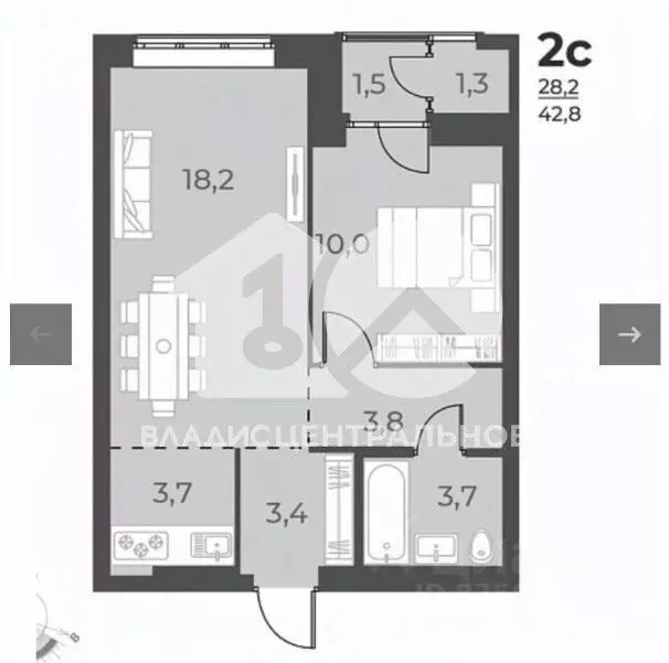 2-к кв. Новосибирская область, Новосибирск ул. Аэропорт, 49 (42.0 м) - Фото 1