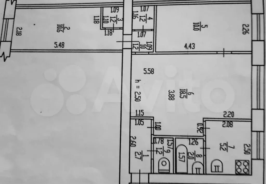 3-к. квартира, 53,8 м, 2/5 эт. - Фото 0