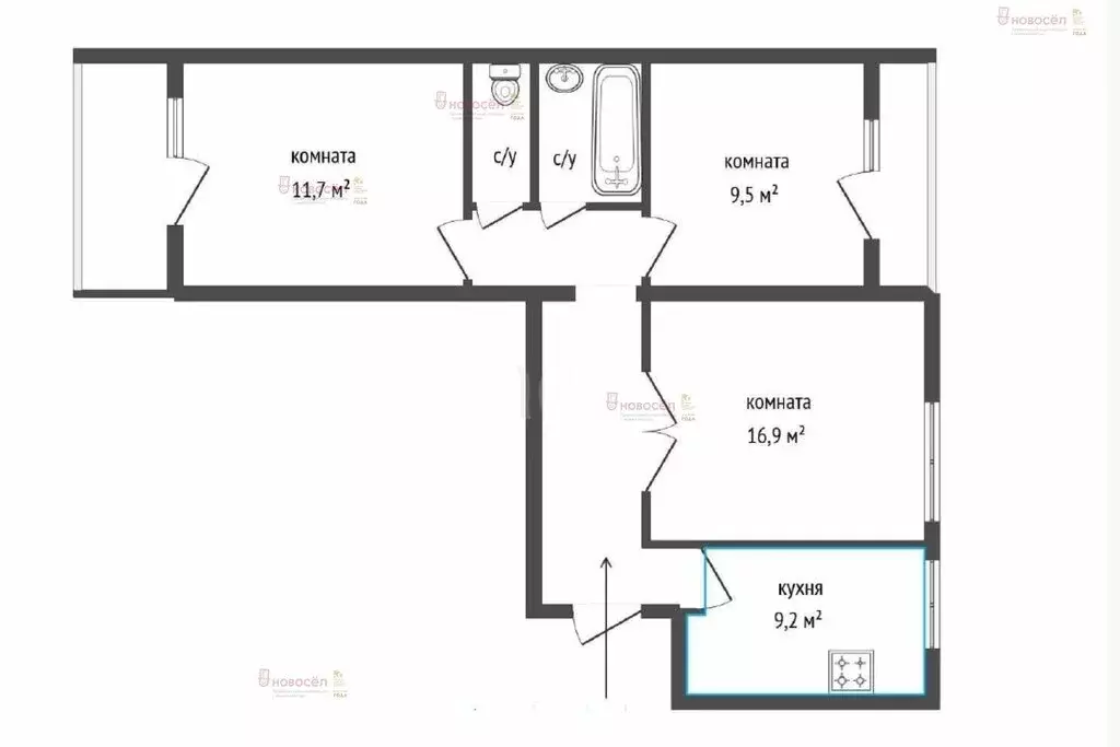 3-комнатная квартира: Екатеринбург, улица Стачек, 70 (61 м) - Фото 0